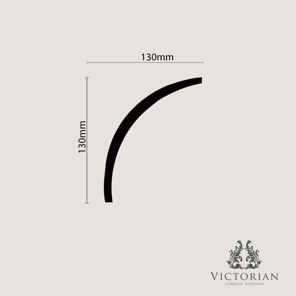 C10 cavetto plaster cornice profile drawing with smooth concave curve and dimensions
