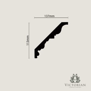 C101 Grape & Vine Plaster Cornice Cross Section C101 grape and vine plaster cornice cross-section showing a decorative enriched profile with traditional period proportions.