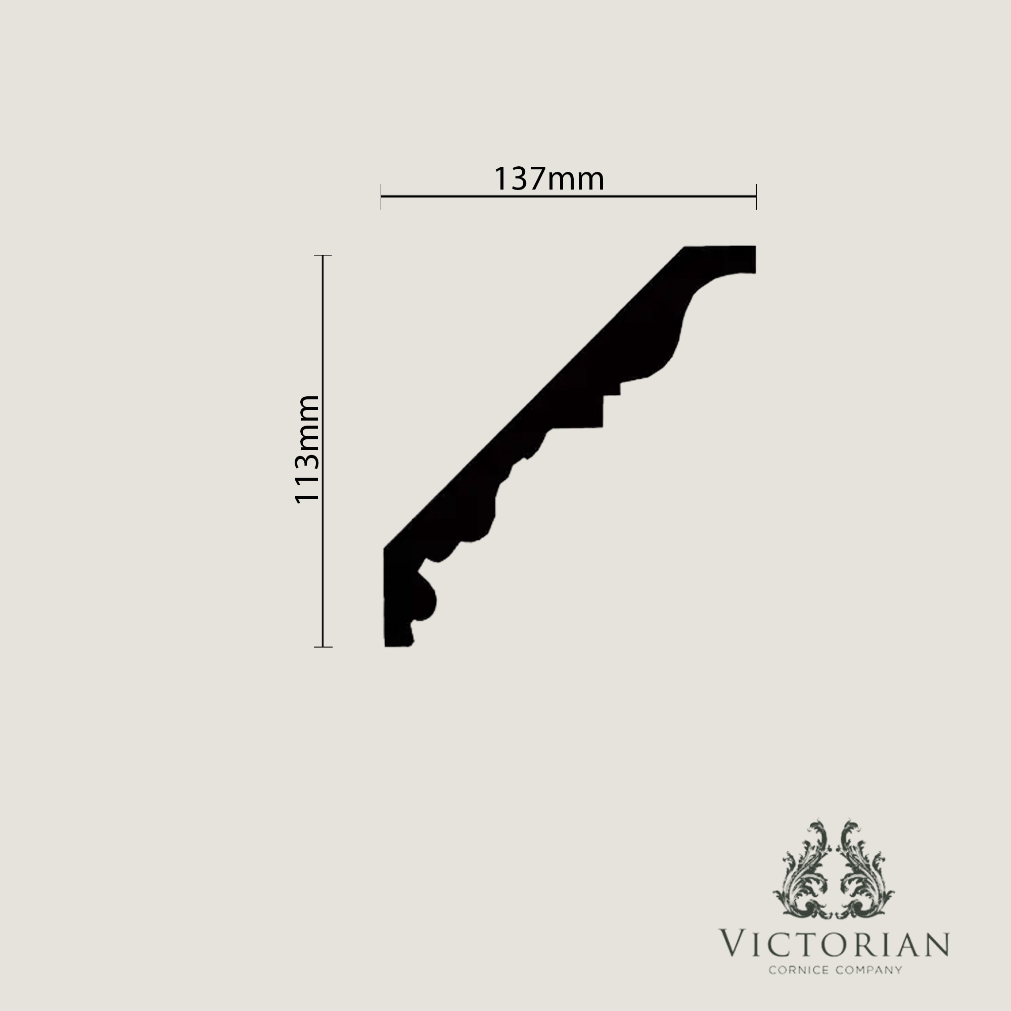 C101 grape and vine plaster cornice cross-section showing a decorative enriched profile with traditional period proportions.