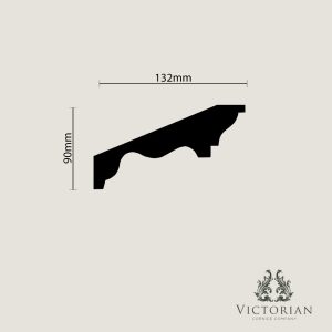 C103 Georgian Plaster Cornice Cross Section C103 Georgian plaster cornice cross-section showing a traditional stepped profile with clean geometric lines and balanced classical proportions.