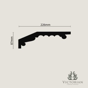 C107 Plaster Cornice Cross Section C107 handmade plaster cornice cross-section with stepped architectural profile