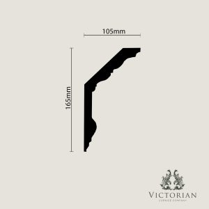 C110 Edwardian Plaster Cornice Cross Section C110 plaster cornice cross-section showing an Edwardian profile with stepped and curved detailing
