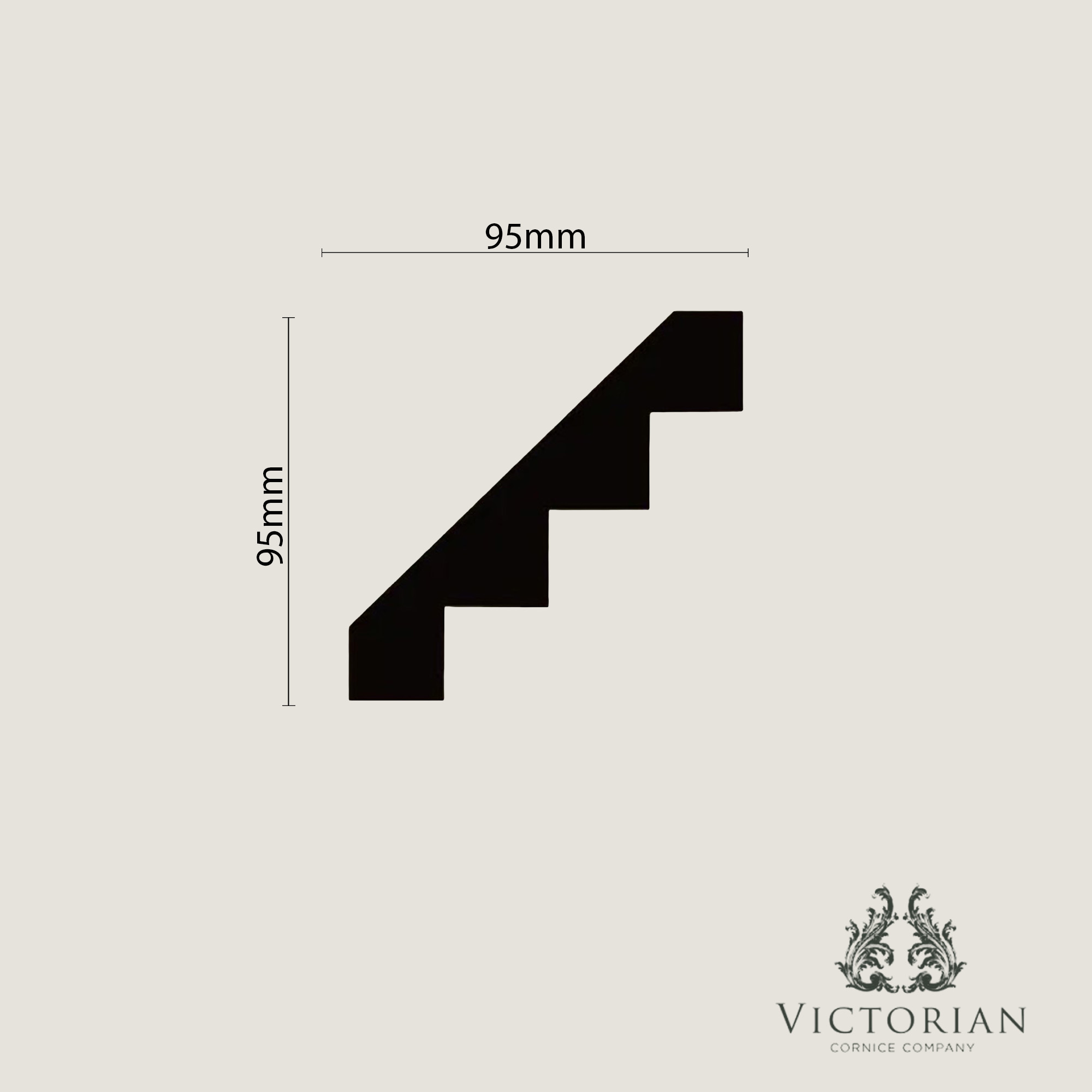 C12 modern stepped plaster cornice profile drawing with geometric stepped design and dimensions
