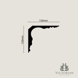 C124 Plaster Cornice Cross Section C124 plaster cornice cross section showing a swan neck profile with 150mm projection and 130mm drop.