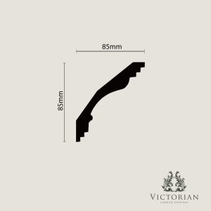 C15 classic bead plaster cornice profile drawing with decorative curved design and dimensions