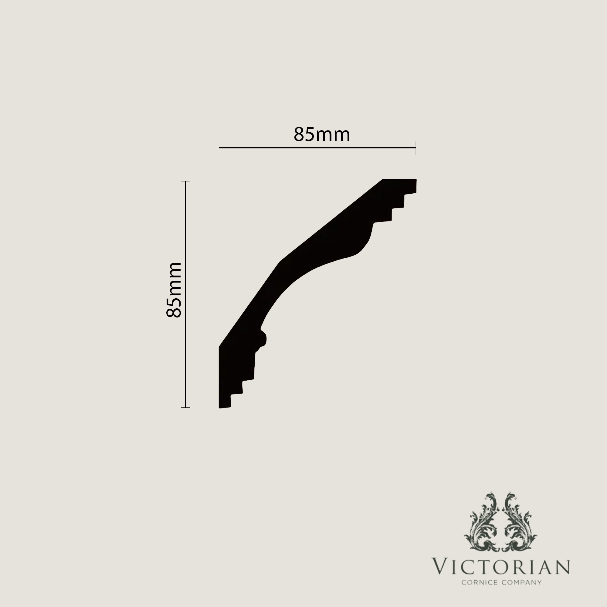 C15 classic bead plaster cornice profile drawing with decorative curved design and dimensions