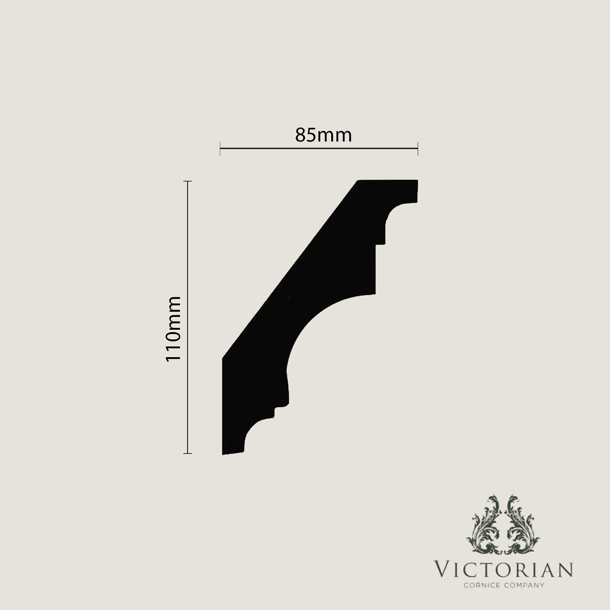 Plain stepped plaster cornice with soft curved profile installed in a contemporary interior