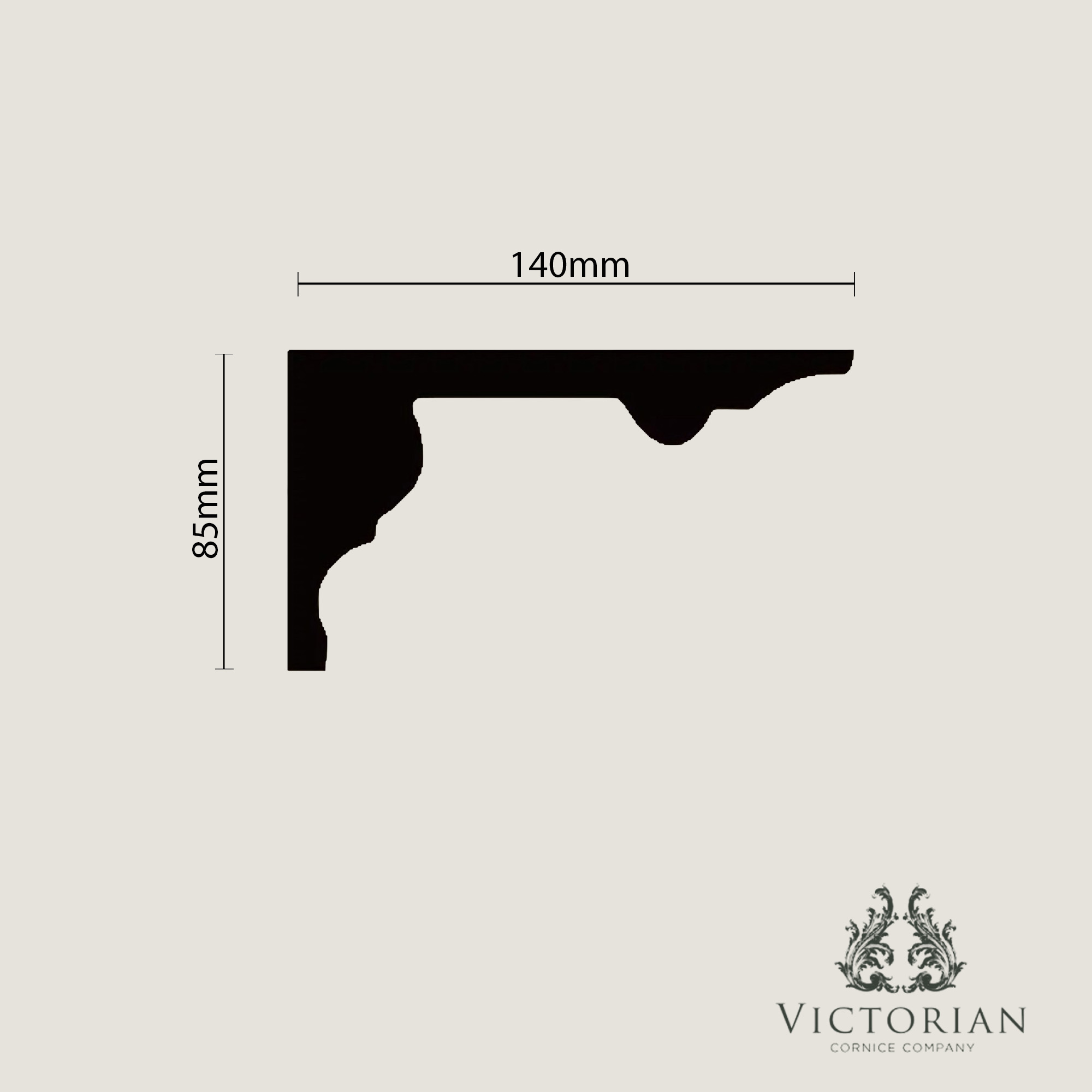 Large ogee plaster cornice profile with smooth curved detailing and traditional stepped edges