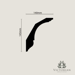C30 Plaster Cornice Cross Section C30 plaster cornice cross section showing a deep sweeping traditional profile with 140mm projection and 160mm drop