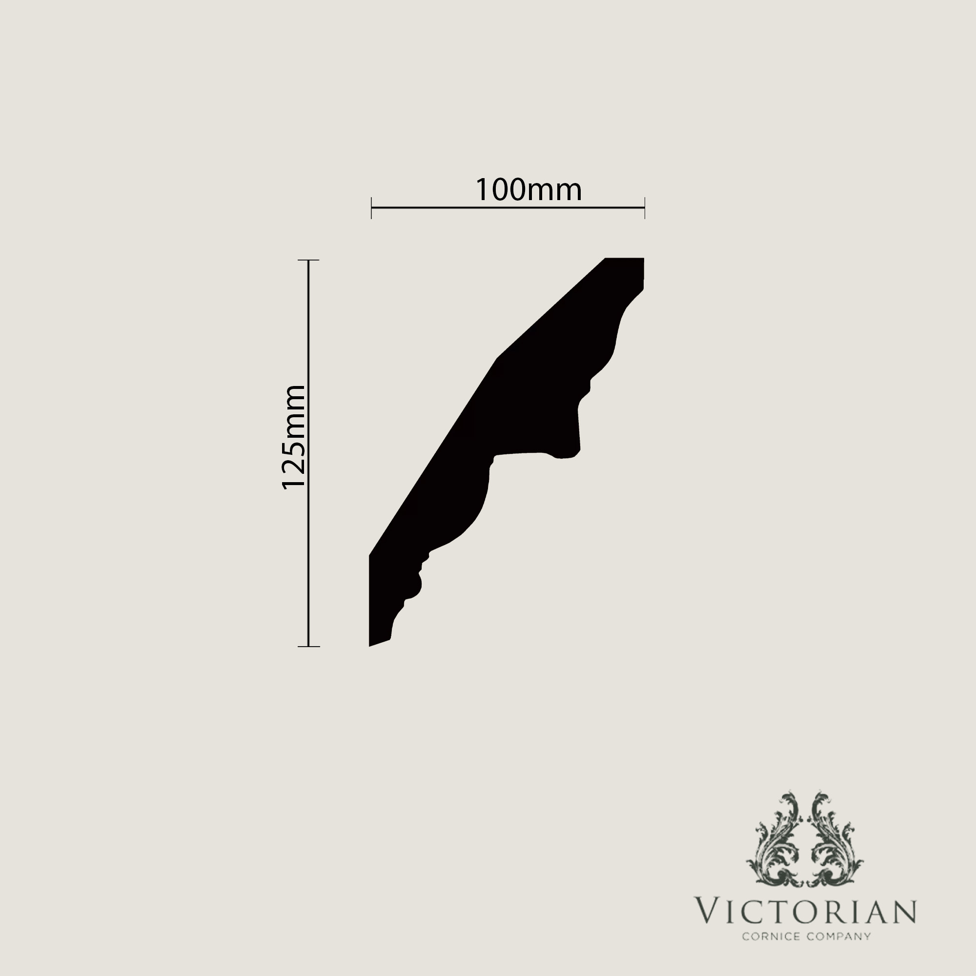 C40 plaster cornice profile cross section with traditional egg and dart detailing and classical stepped shape