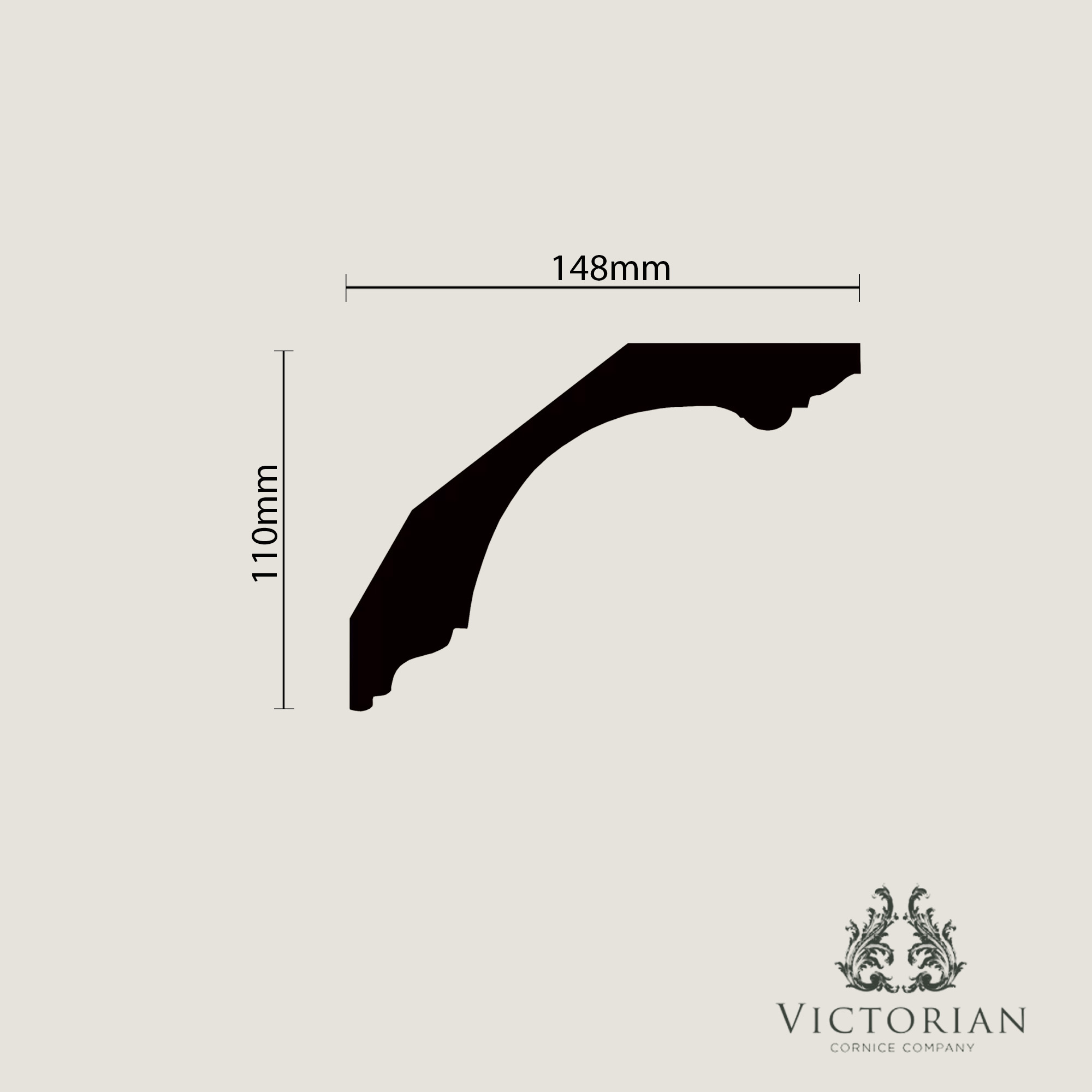C41 plaster cornice profile cross section with smooth modern curve and clean contemporary detailing