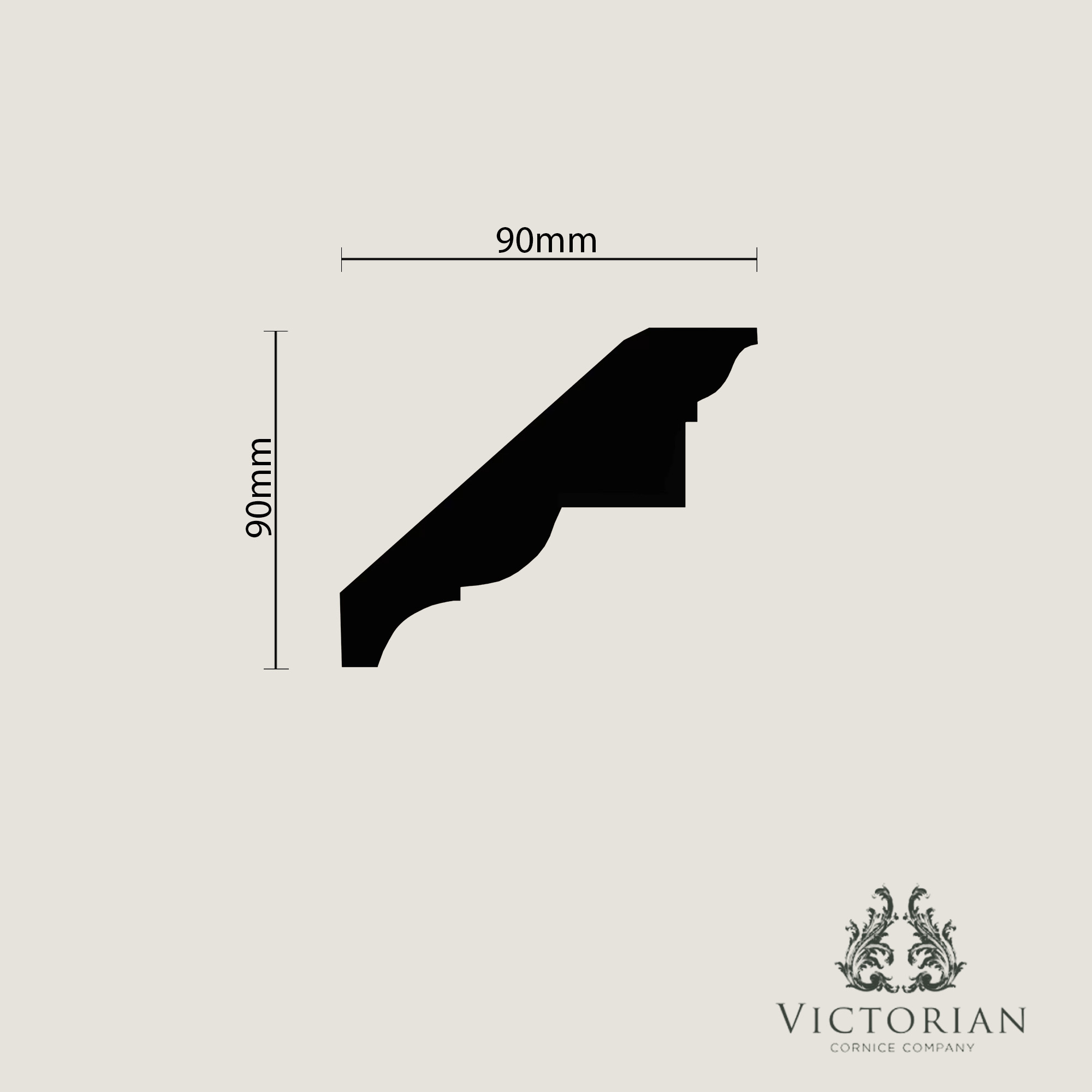 C42 small Georgian plaster cornice profile drawing showing 110mm projection and 90mm drop