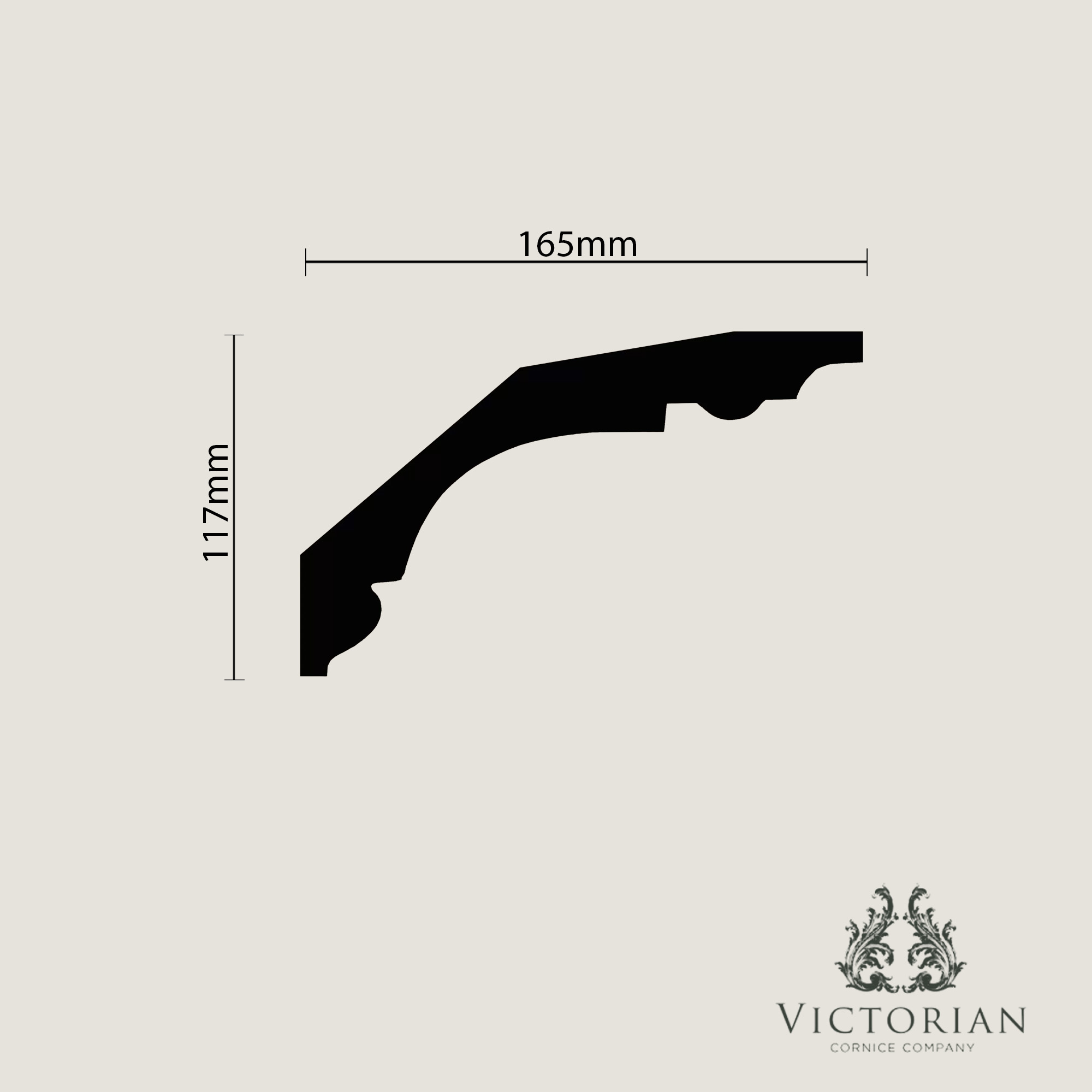 C48 Edwardian plaster cornice profile drawing with stepped detailing and soft traditional curves