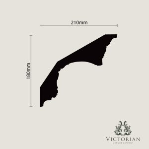 C50 Large Honeysuckle Plaster Coving Profile C50 large honeysuckle plaster coving profile drawing with ornate Victorian floral detailing