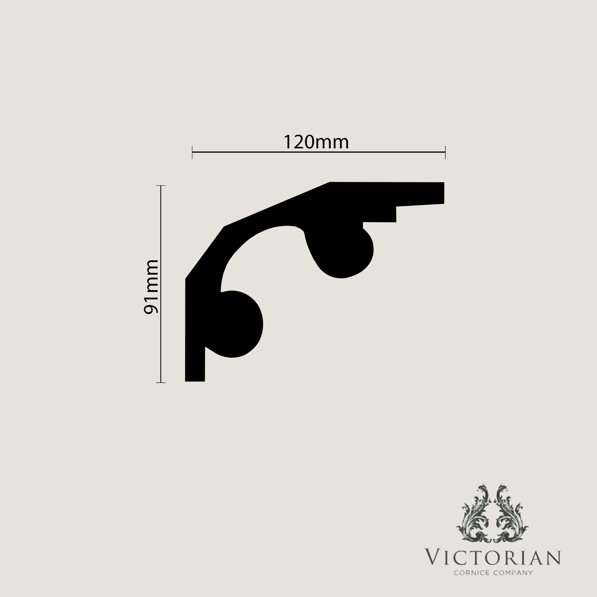 C53 modern plaster cornice profile drawing with bold stepped contemporary detailing and rounded lower forms