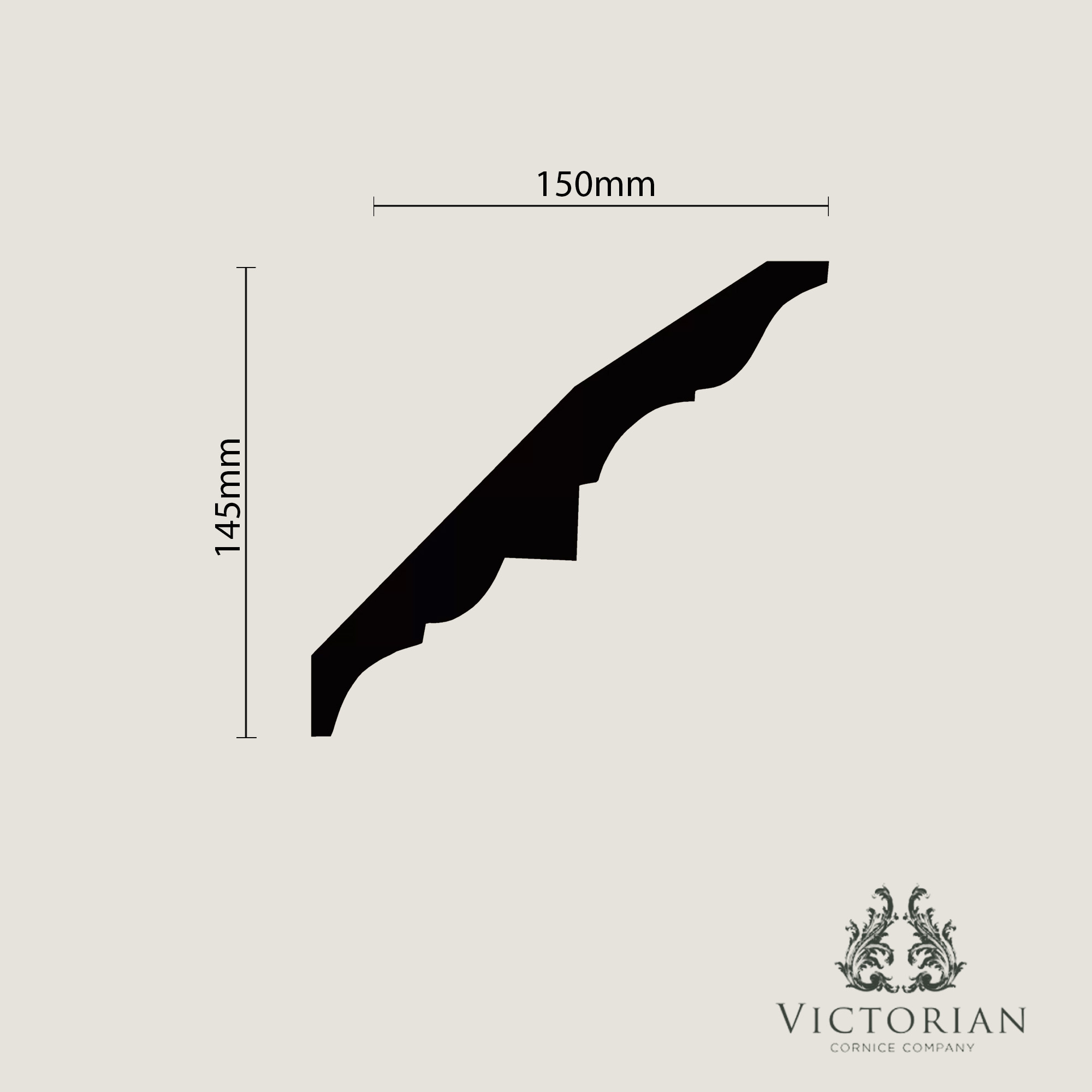 C60 Georgian plaster cornice profile drawing with clean stepped detailing and traditional Georgian design