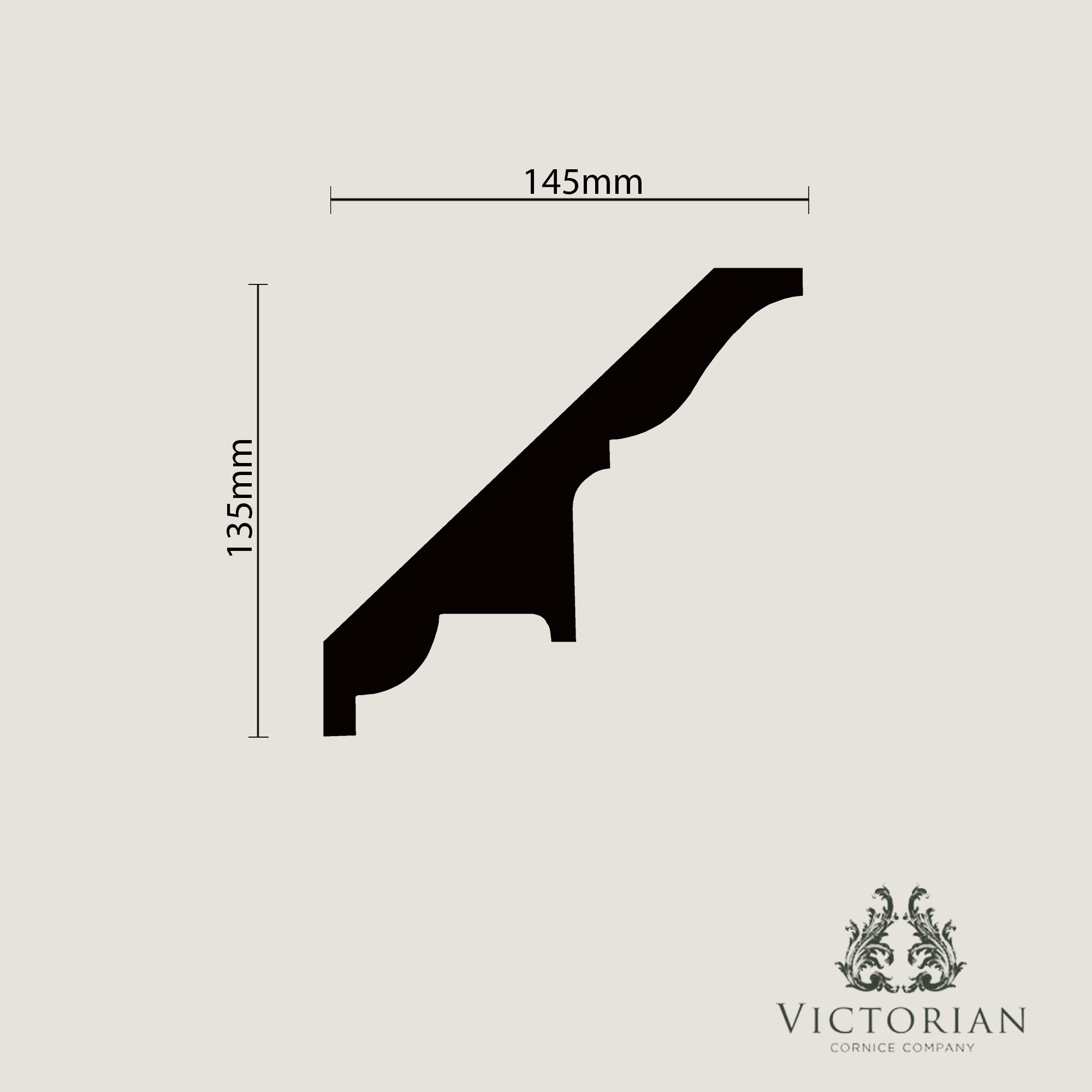 C62 Georgian plaster cornice cross-section with stepped lower profile and sweeping upper curve