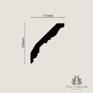C64 Georgian Plaster Cornice X-Section C64 Georgian plaster cornice cross-section with stepped lower detailing and curved upper profile