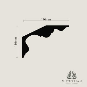 C77 Swan Neck Plaster Cornice Cross Section C77 Swan Neck plaster cornice cross-section showing a traditional ogee profile with sweeping curves and stepped moulding details.
