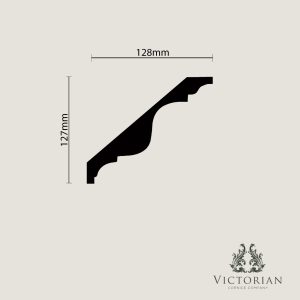 C91 Ogee Plaster Cornice C91 ogee plaster cornice cross-section showing a balanced projection and drop with elegant curved detailing and subtle stepped mouldings.