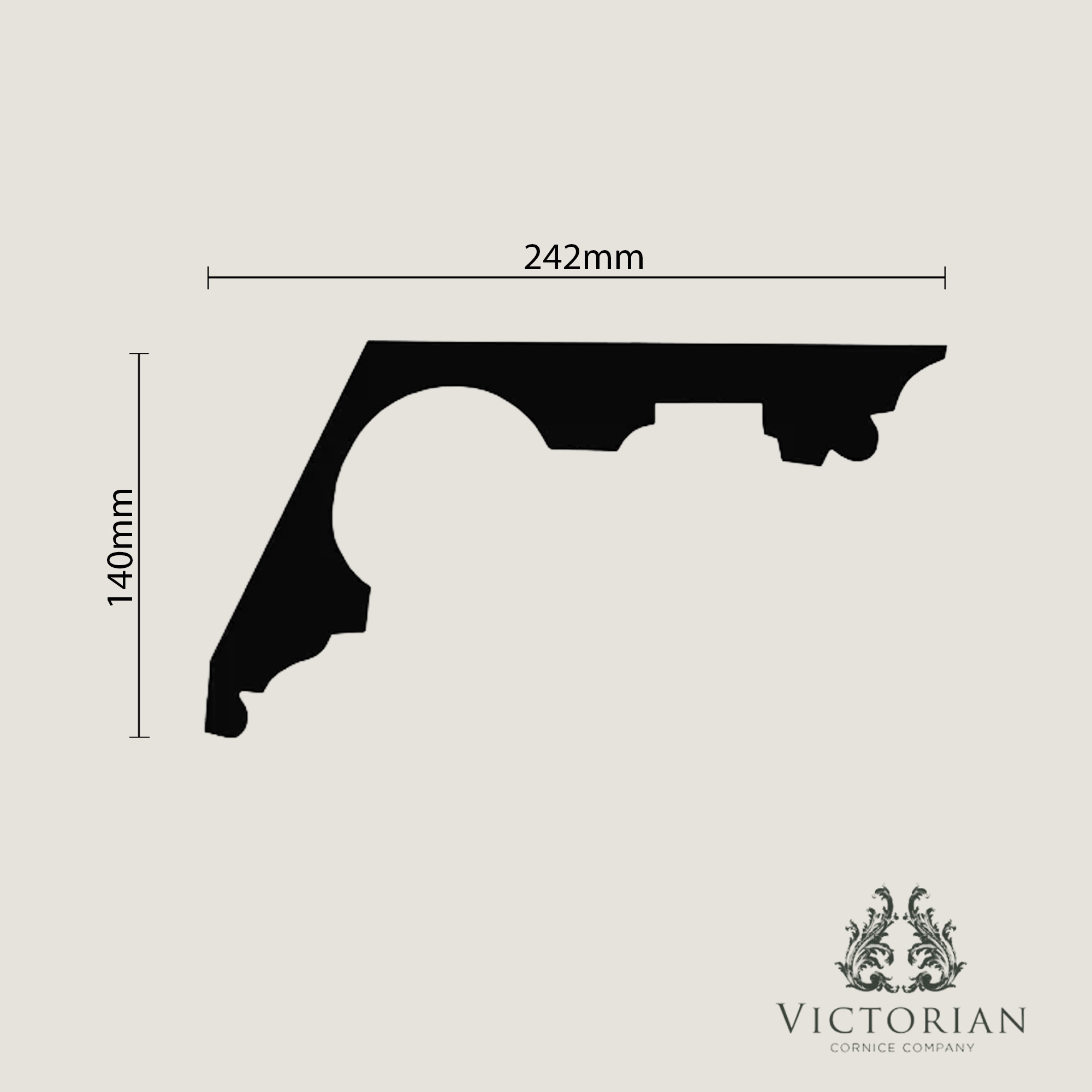 C92 Grand Victorian Drawing Room plaster cornice cross-section featuring a substantial projection with decorative dentil-style enrichment and a bold period profile.