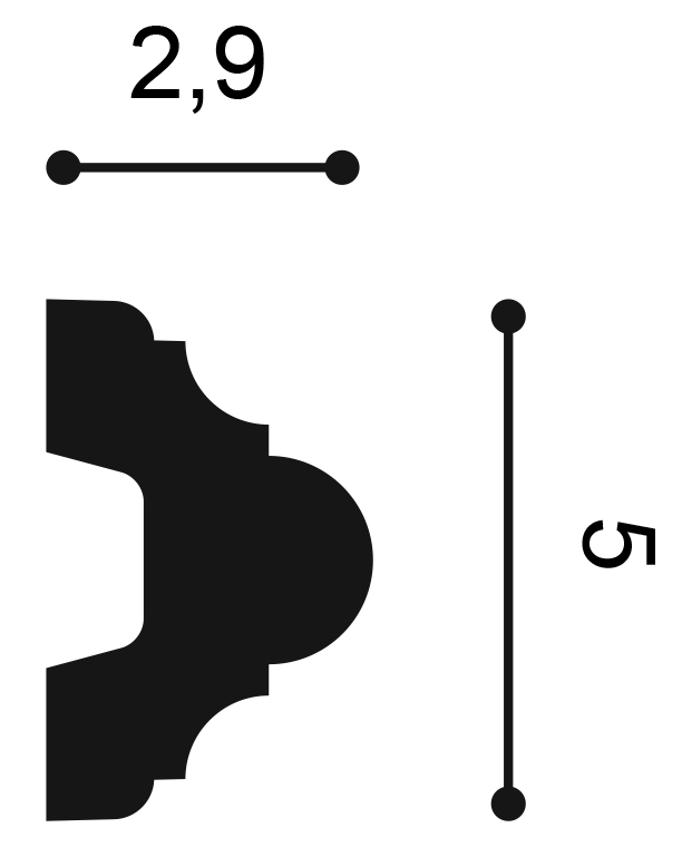 Orac P4020 panel moulding cross section showing profile dimensions 29mm projection and 50mm height