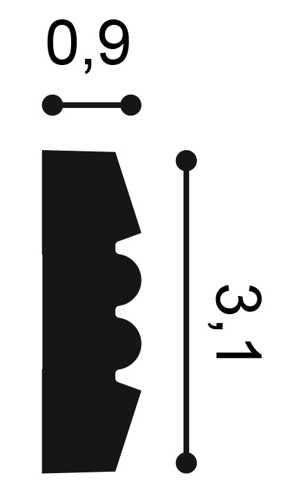 Orac P5021 panel moulding cross section showing 9mm projection and 31mm height