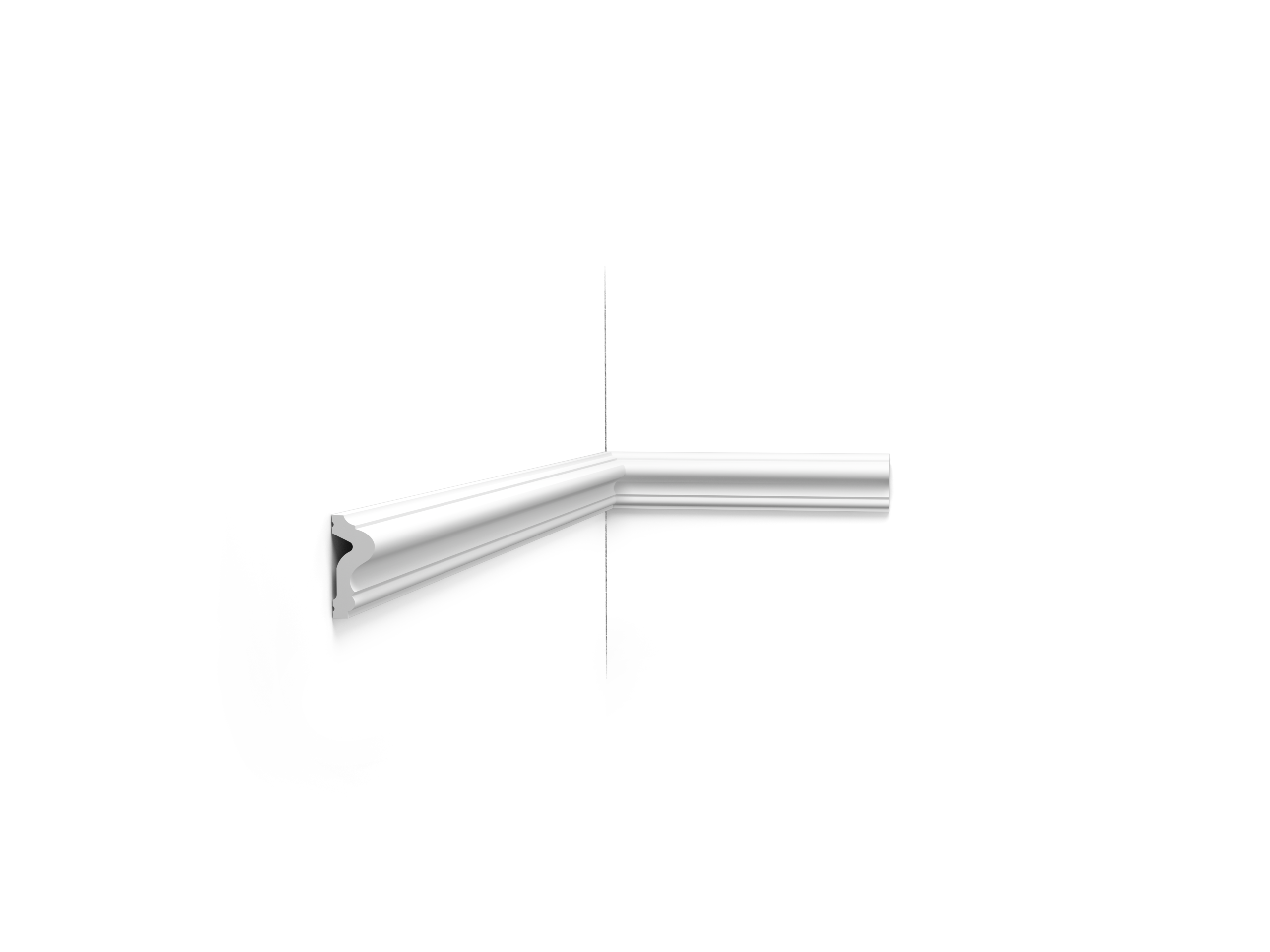 Orac P8020 panel moulding installed on wall corner showing simple curved profile