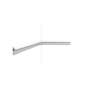 Orac P8030 panel moulding installed on wall corner showing slim curved profile detail