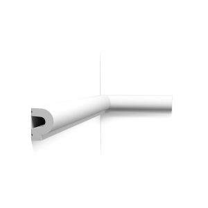 Orac P8060 panel moulding installed on wall corner showing rounded minimalist profile