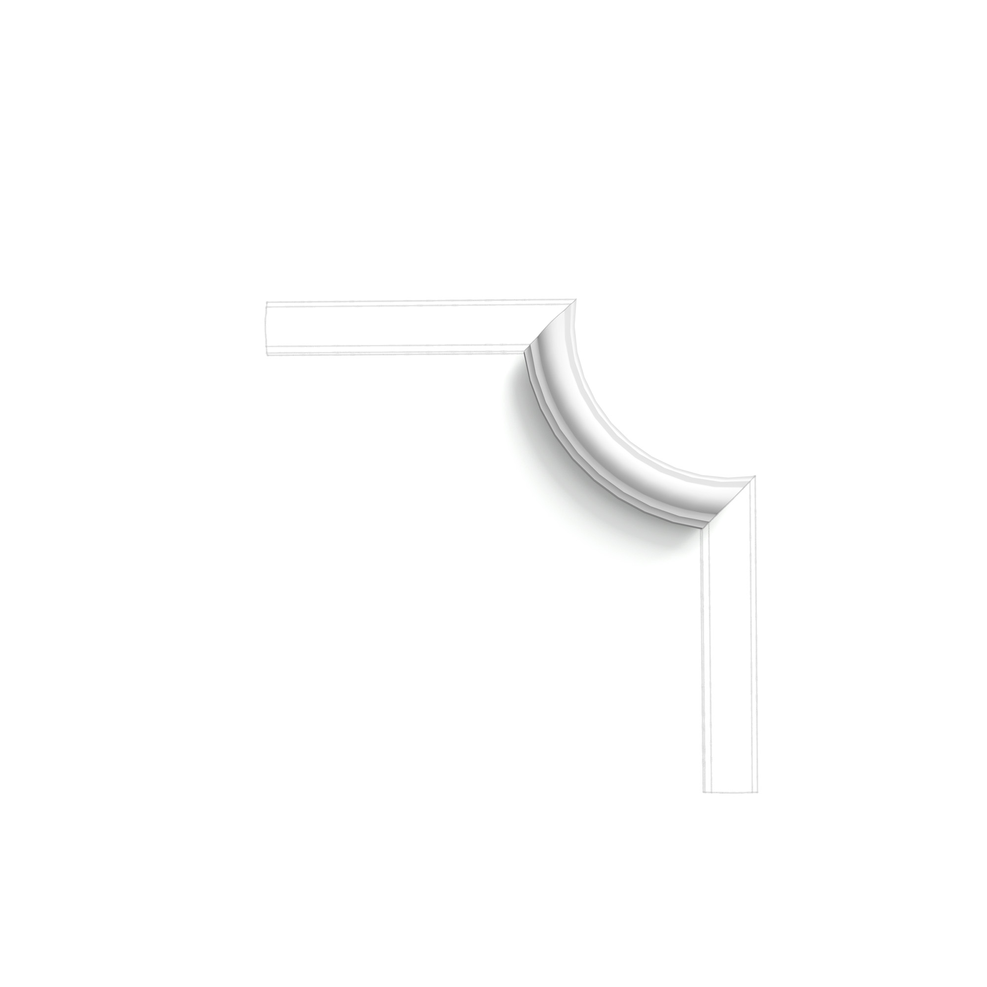 Orac PX120A pre-formed panel moulding corner piece with smooth curved internal angle
