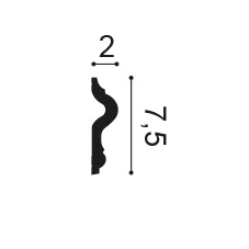 Orac PX202 Panel Moulding Profile Orac PX202 panel moulding profile drawing showing 75mm height and 20mm projection