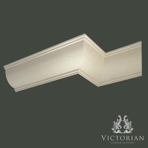 C104 modern plaster cornice with a smooth curved profile, subtle linear detailing and clean contemporary styling.