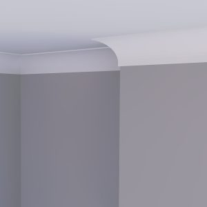 C10 cavetto plaster cornice installed in a contemporary interior with smooth curved ceiling transition
