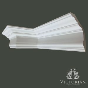 C110 plaster cornice with elegant Edwardian stepped profile and smooth curved detailing