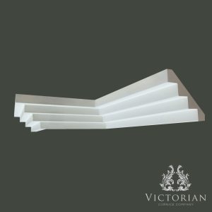 C12 modern stepped plaster cornice with clean geometric profile by Victorian Cornice Company
