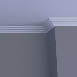 C12 modern stepped plaster cornice installed in a contemporary interior with sharp architectural lines