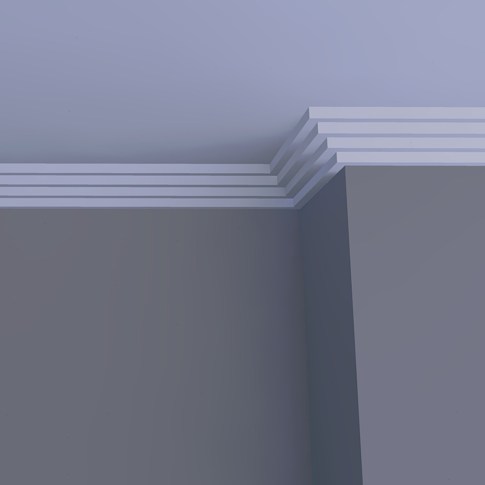 C12 modern stepped plaster cornice installed in a contemporary interior with sharp architectural lines