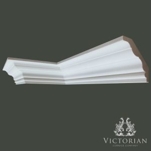 C134 Victorian plaster cornice with elegant ogee curves and traditional period detailing, handmade in Birmingham, UK.