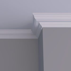 C14 Georgian plaster cornice installed in a traditional interior with elegant curved detailing