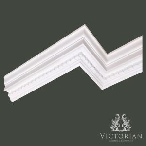 C153 Dentil Plaster Cornice Corner Detail C153 dentil plaster cornice corner detail showing crisp dentil blocks beneath a traditional stepped cornice profile.