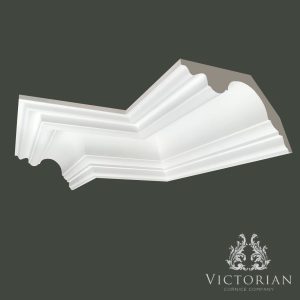 C158 Swan Neck plaster cornice featuring a bold ogee profile with smooth sweeping curves and traditional period styling.