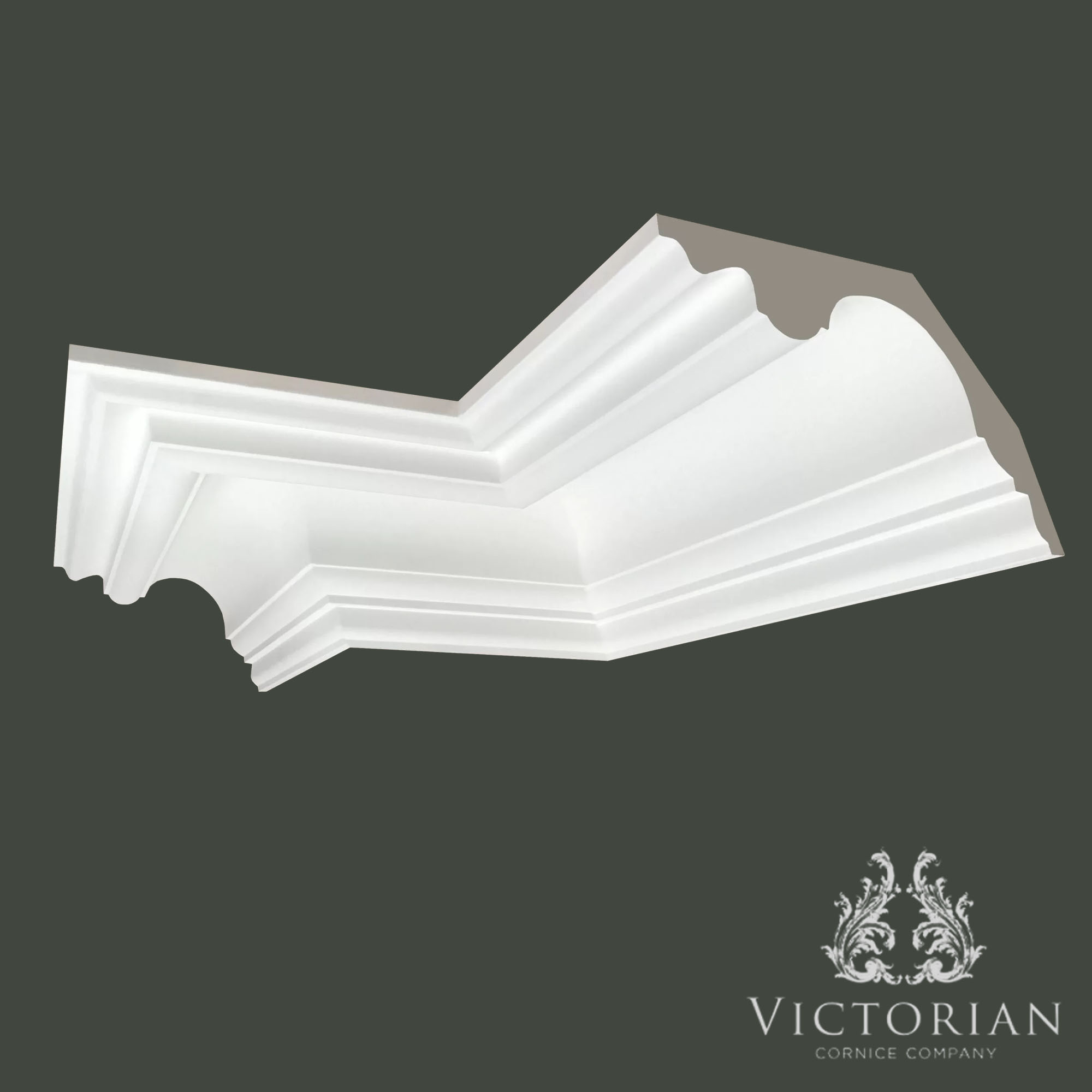 C158 Swan Neck plaster cornice featuring a bold ogee profile with smooth sweeping curves and traditional period styling.