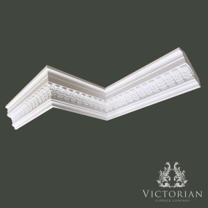 C16 acanthus leaf plaster cornice with decorative classical enrichment by Victorian Cornice Company