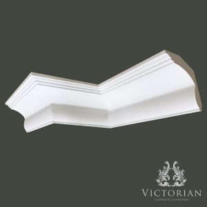 C161 Georgian plaster cornice with a clean plain profile and elegant sweeping curve, handcrafted from traditional fibrous plaster.