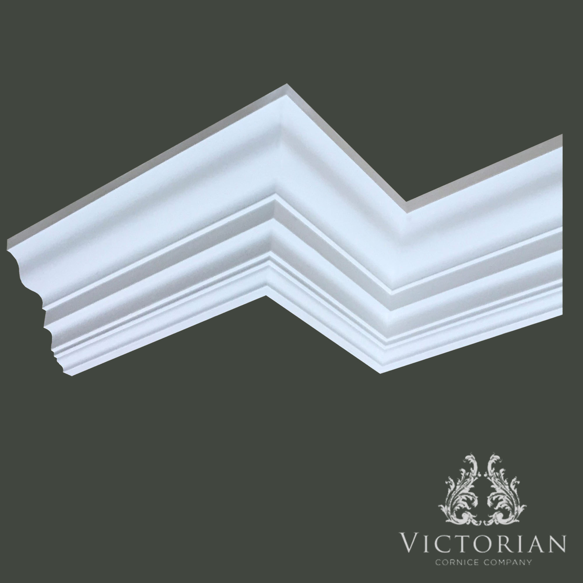 C162 Georgian plaster cornice corner detail featuring a bold stepped profile with elegant curves and clean classical lines.
