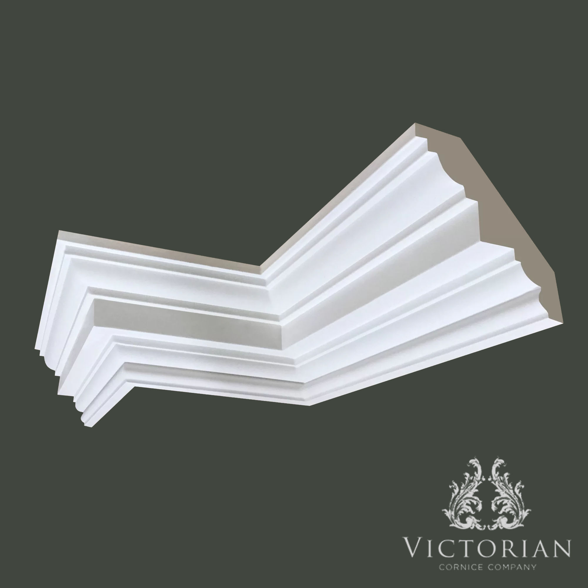 C163 Georgian plaster cornice with stepped architectural detailing and clean classical lines, handcrafted in traditional fibrous plaster.