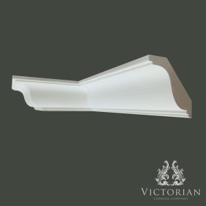 Large ogee plaster cornice with smooth sweeping curves and clean traditional detailing