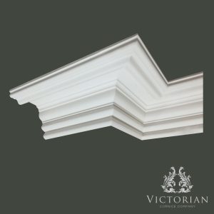 Traditional stepped plaster coving with clean Edwardian profile by Victorian Cornice Company