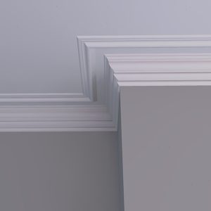 C2 Edwardian step plaster coving installed in a contemporary interior with clean ceiling transition